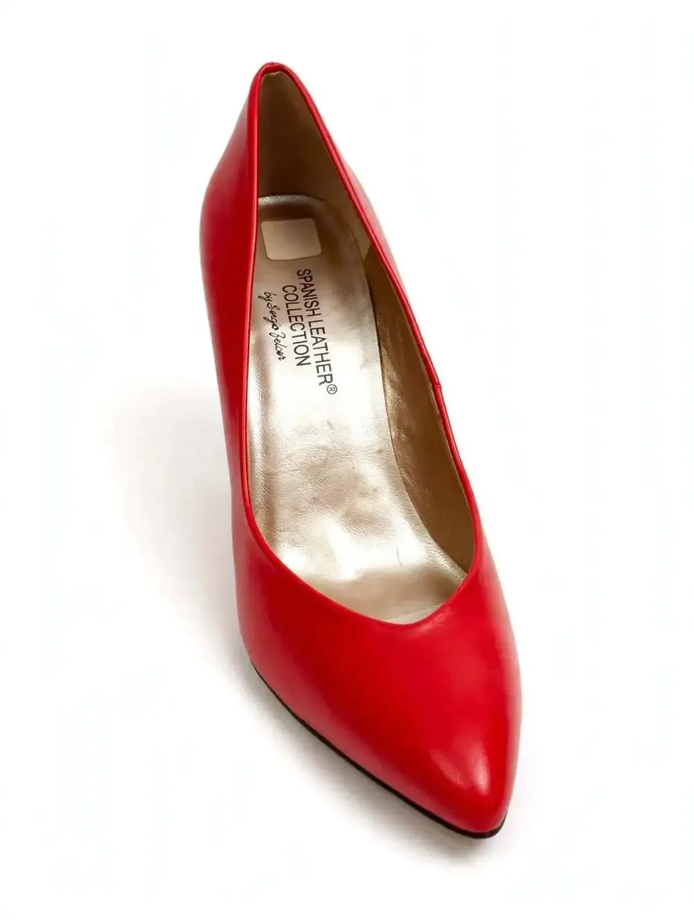 Sergio Zelcer Spanish Leather Red Leather Pointed Toe  Heel Pumps Size 6.5 N